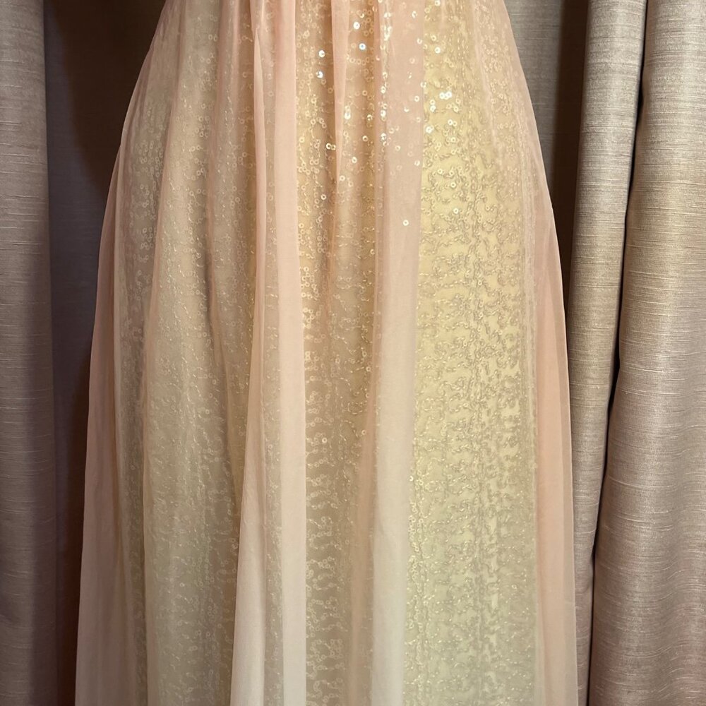 Jump Apparel 9/10 Formal Gold Sequin Pink Ombre Baby Doll Maxi Dress Homecoming - Picture 5 of 16